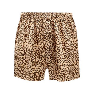 The Collection Gold leopard print silk boxers